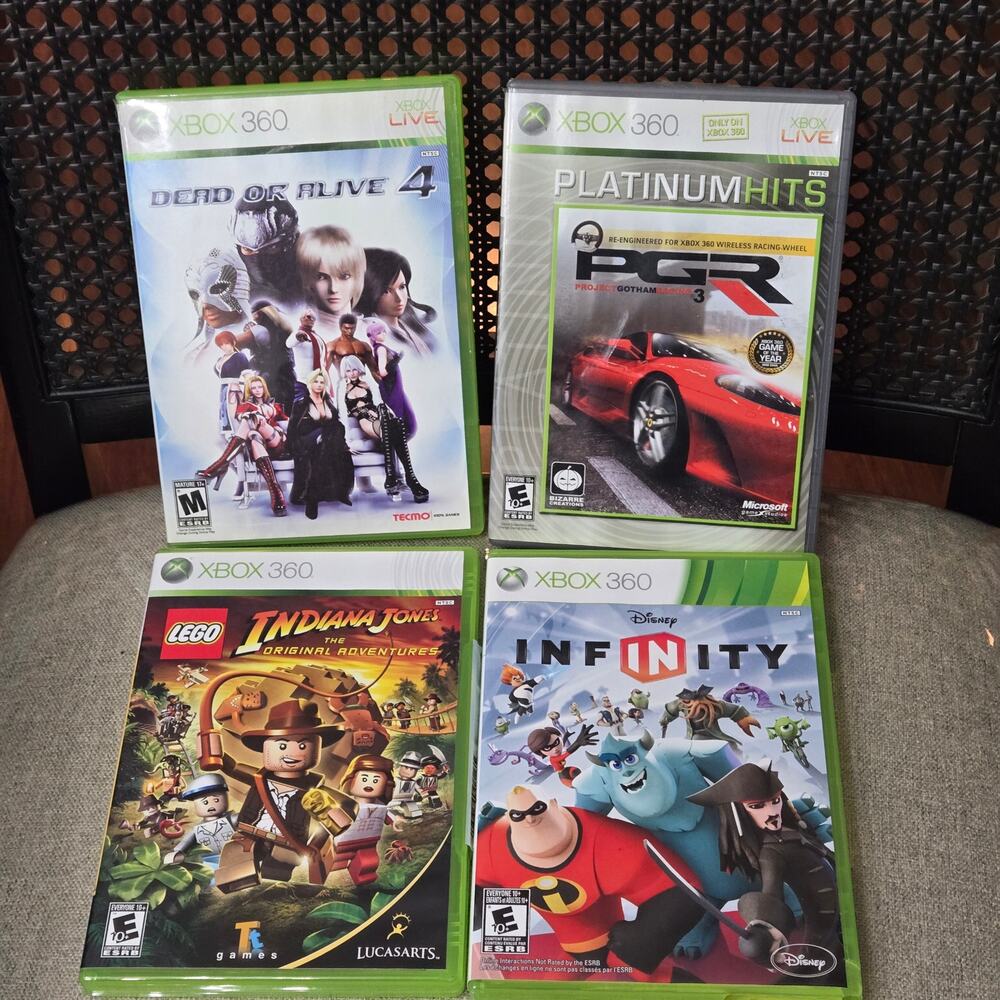 Xbox 360 Game Bundle (4 Games) - DOA4, PGR3, LEGO, Disney Infinity